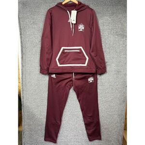 Adidas Women Team Sweatsuit Hoodie Sweatpants Set Maroon Burgundy Large NWT